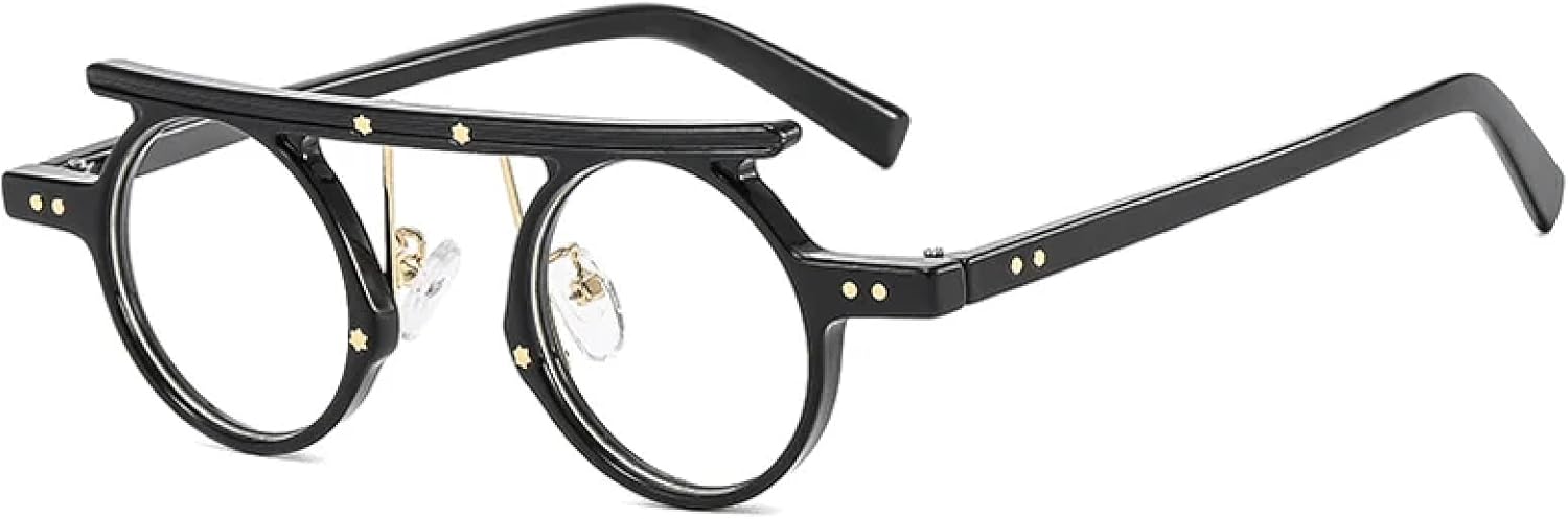 

Маленькие круглые солнцезащитные очки в стиле панк для мужчин и женщин, с градиентными линзами, цветные, с защитой от УФ-излучения UV400, прозрачные DSVIGF, Black Clear