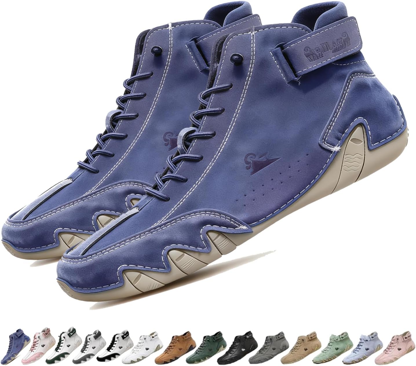 

Мужские и женские ортопедические ботинки Чакка ручной работы из кожи, водонепроницаемые легкие ботинки для вождения, удобные для прогулок и нескользящие для походов Generic, темно-синий