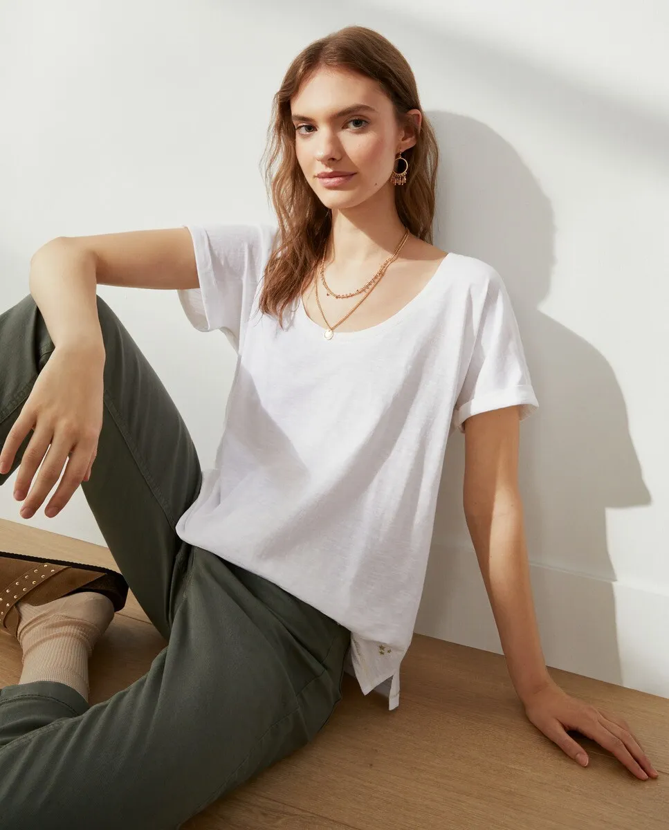 

Женская однотонная футболка с короткими рукавами Southern Cotton, белый