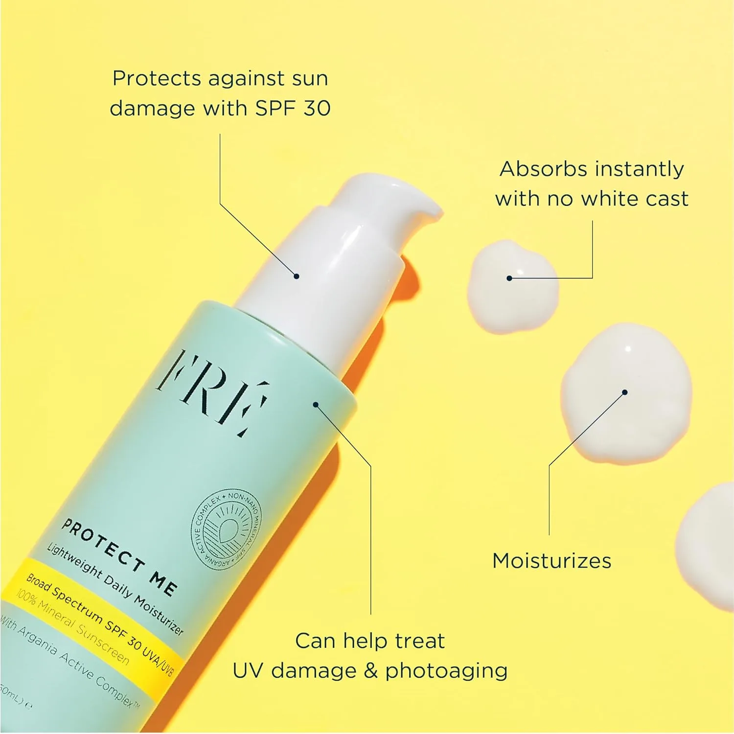 Минеральный солнцезащитный крем для лица с Non-Nano Zinc Oxide SPF 50, PROTECT ME от FRE Skincare - безопасен для рифов, водостойкий, без белого налета, увлажняющий крем для лица - некомедогенный и протестирован офтальмологами Fré, white — фото 4