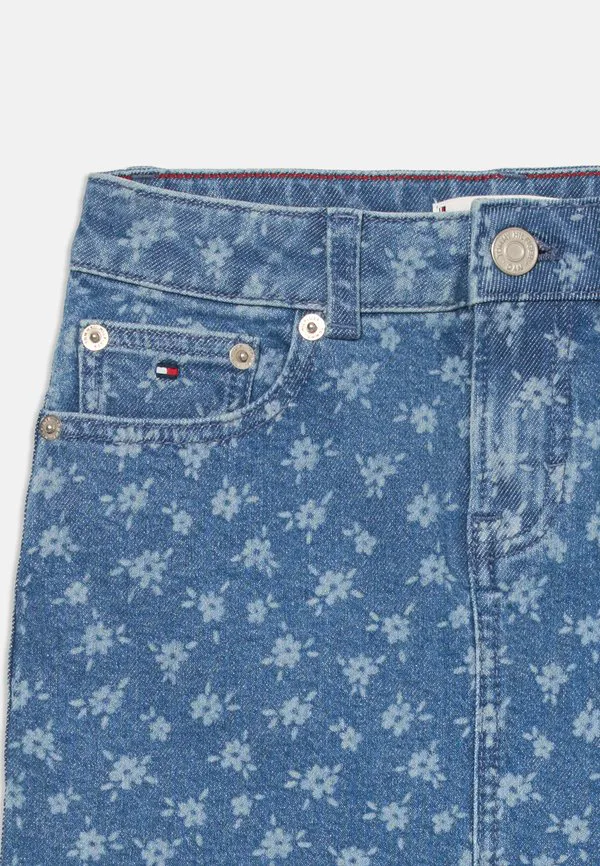 Джинсовая юбка с цветочным принтом и вышивкой флага. Tommy Hilfiger, Light-Blue Denim — фото 3