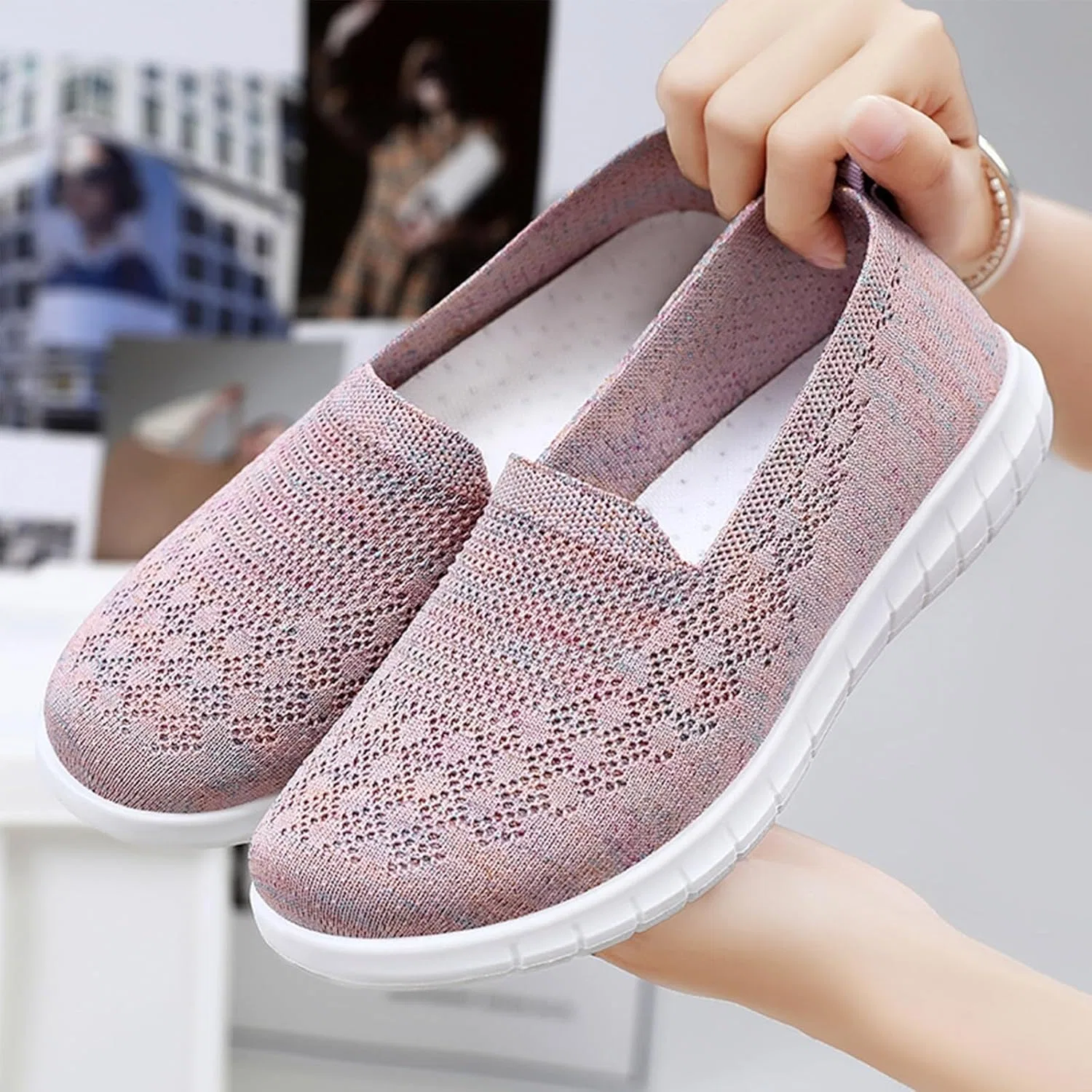 Лоферы с цветочной вышивкой, дышащие, Pink Kldyj — фото 4