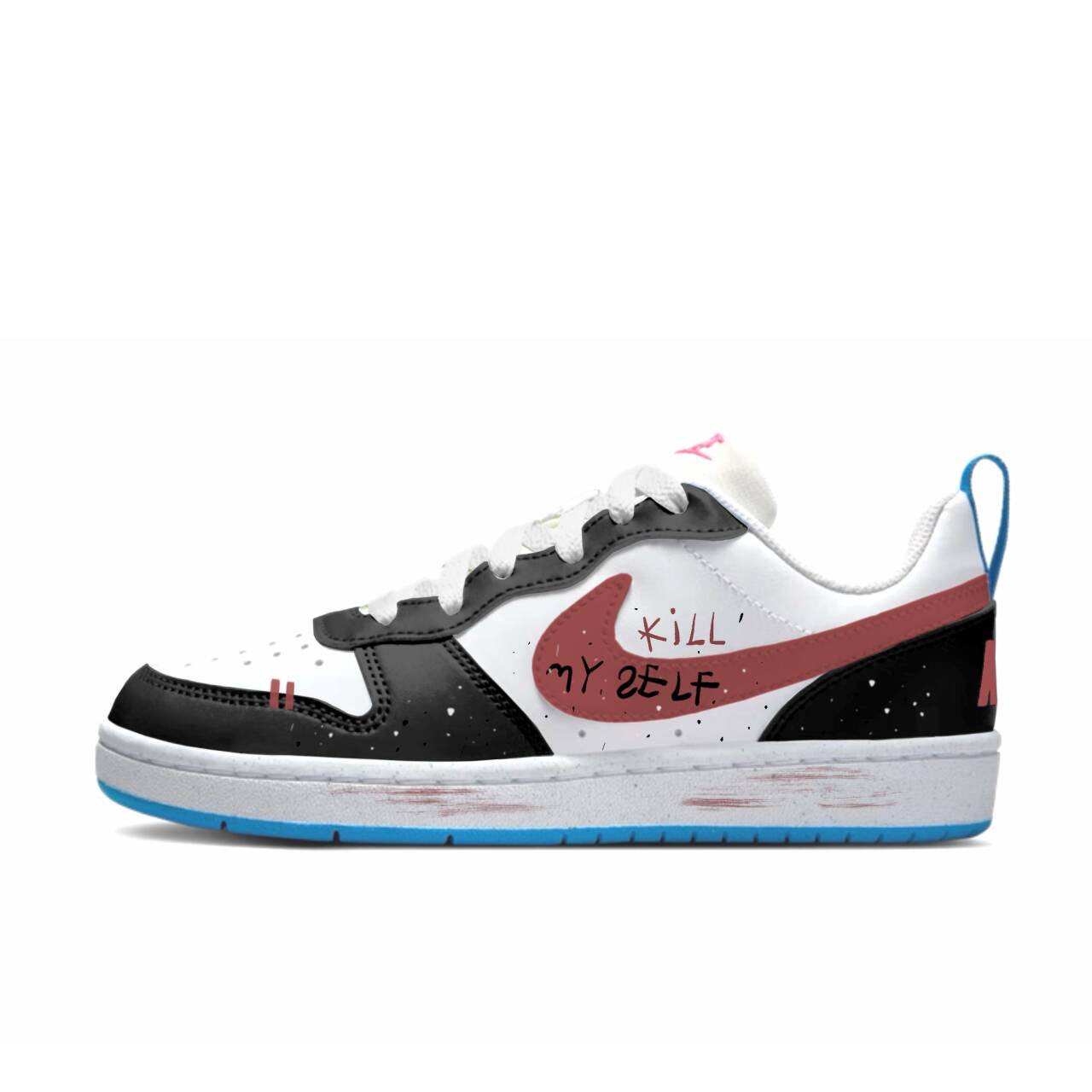 

Nike Court Borough Synthetic Leather Slip Resistant Abrasion Resistant Low top Kids' Skateboarding Shoes Black White