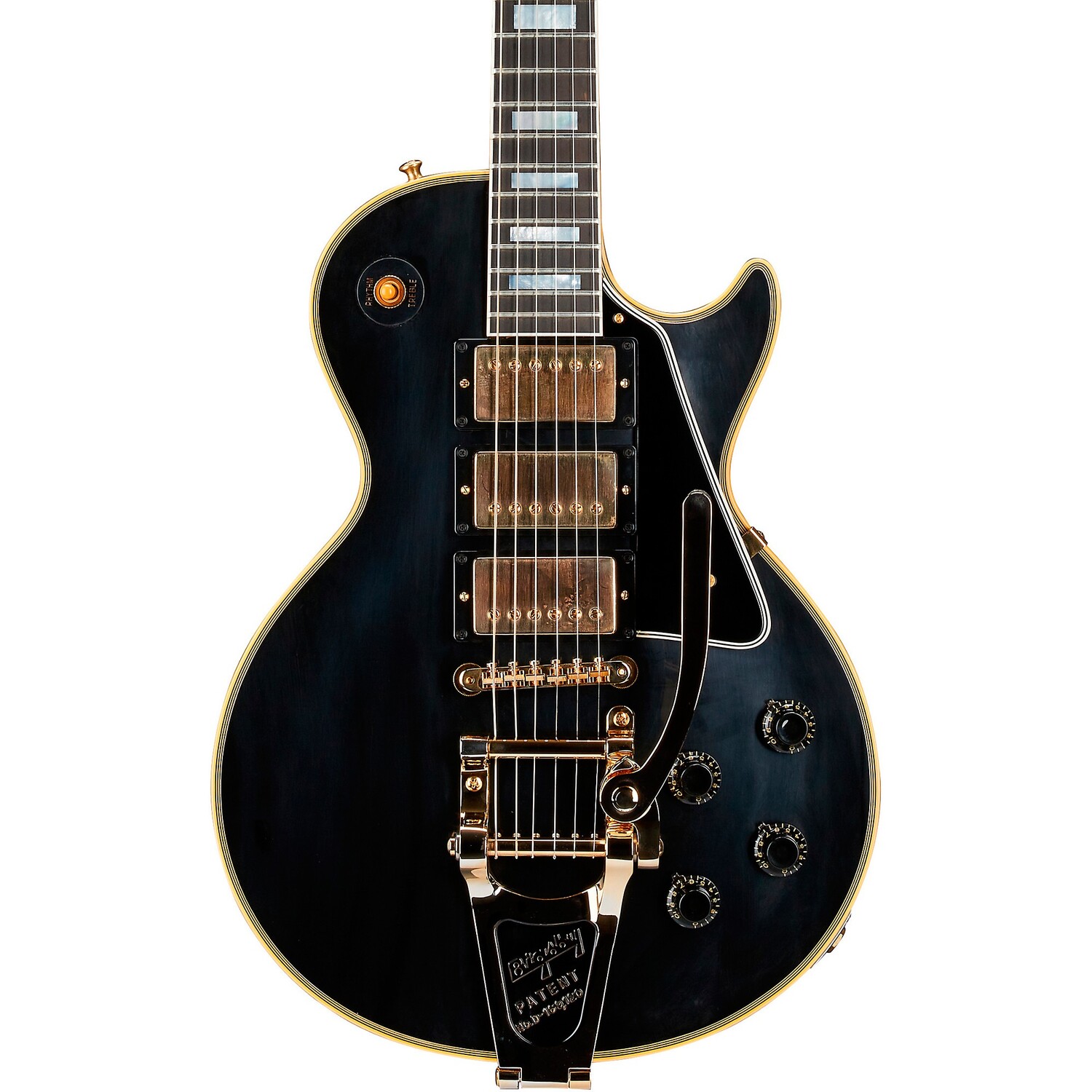 

Электрогитара Gibson Custom 1957 Les Paul Custom Reissue с ​​3 звукоснимателями Bigsby VOS черного цвета