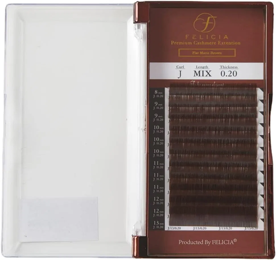 Ресницы FELICIA Flat Lash Ultra Soft темно-коричневые J Curl 0.20 8-13 мм
