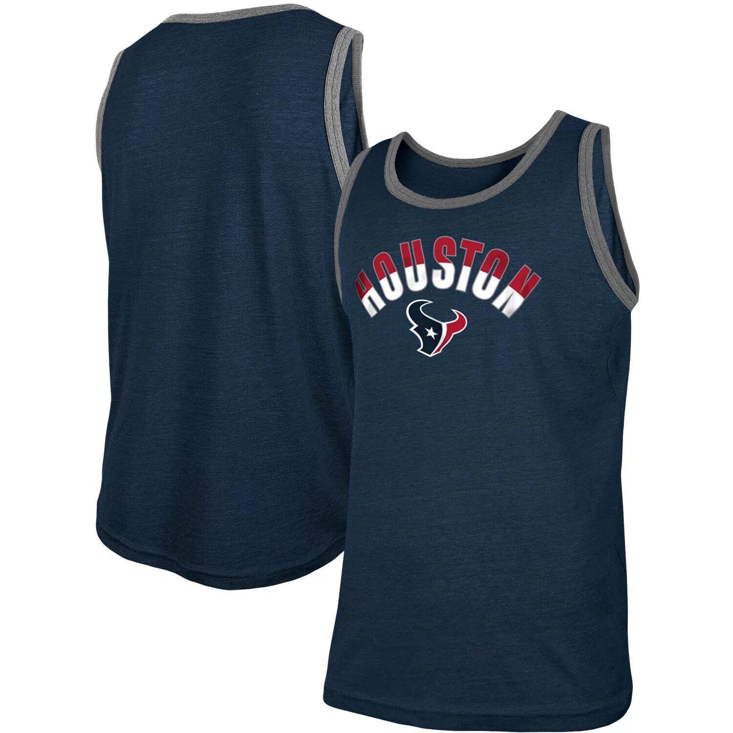 

Мужская темно-синяя майка с принтом New Era Houston Texans Ringer Tri-Blend