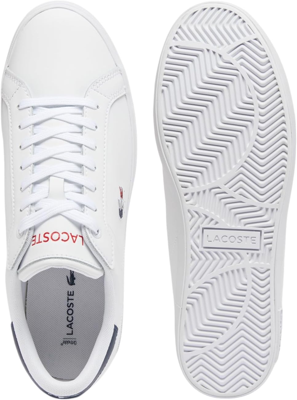 Кроссовки Lacoste Powercourt для мужчин, White, Navy, & Red — фото 4