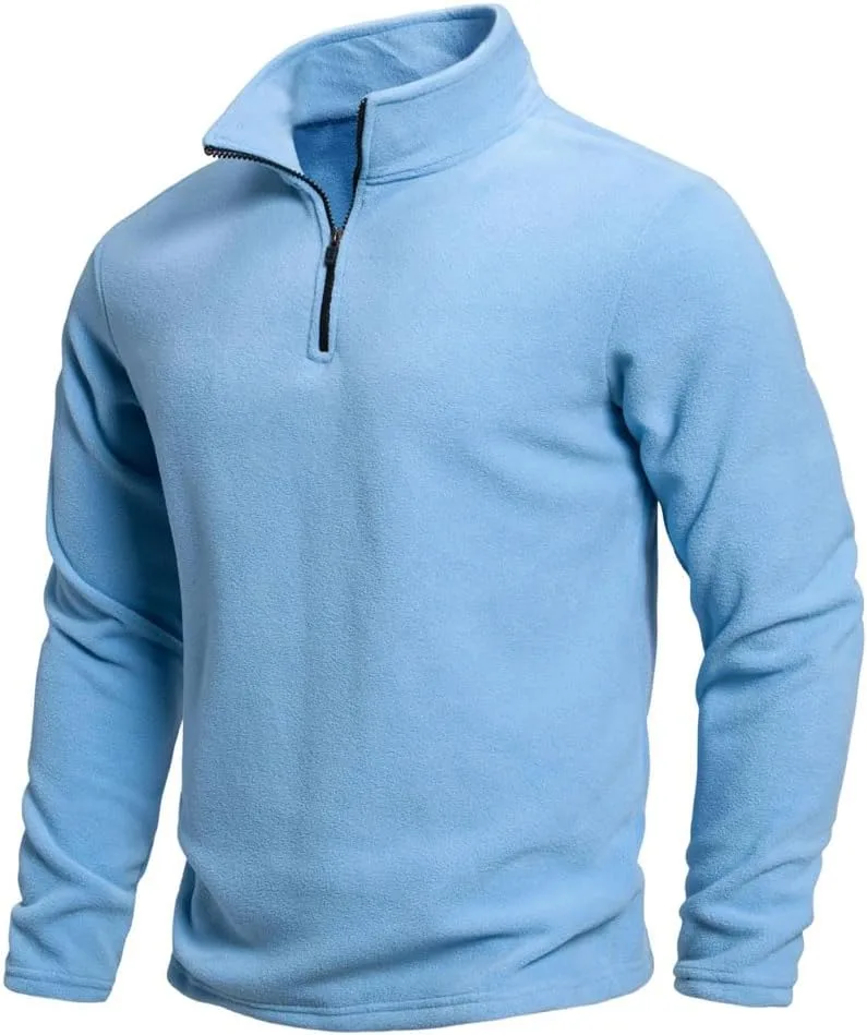 

Мужская зимняя половинная молния на молнии однотонная полярная флисовая теплая повседневная мода длинный рукав удобный вязаный топ