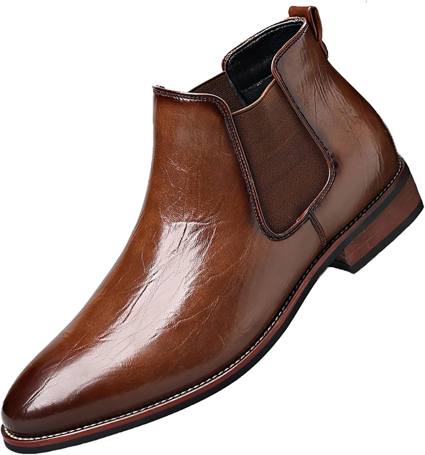 

Мужские кожаные ботинки Челси Ретро с круглым носком, без шнуровки, водонепроницаемые, с низким каблуком, эластичной вставкой, ботильоны на щиколотку для повседневной носки, делового стиля, свадеб и вечеринок, ботинки Оксфорд Qeosnbx, светло-кор...