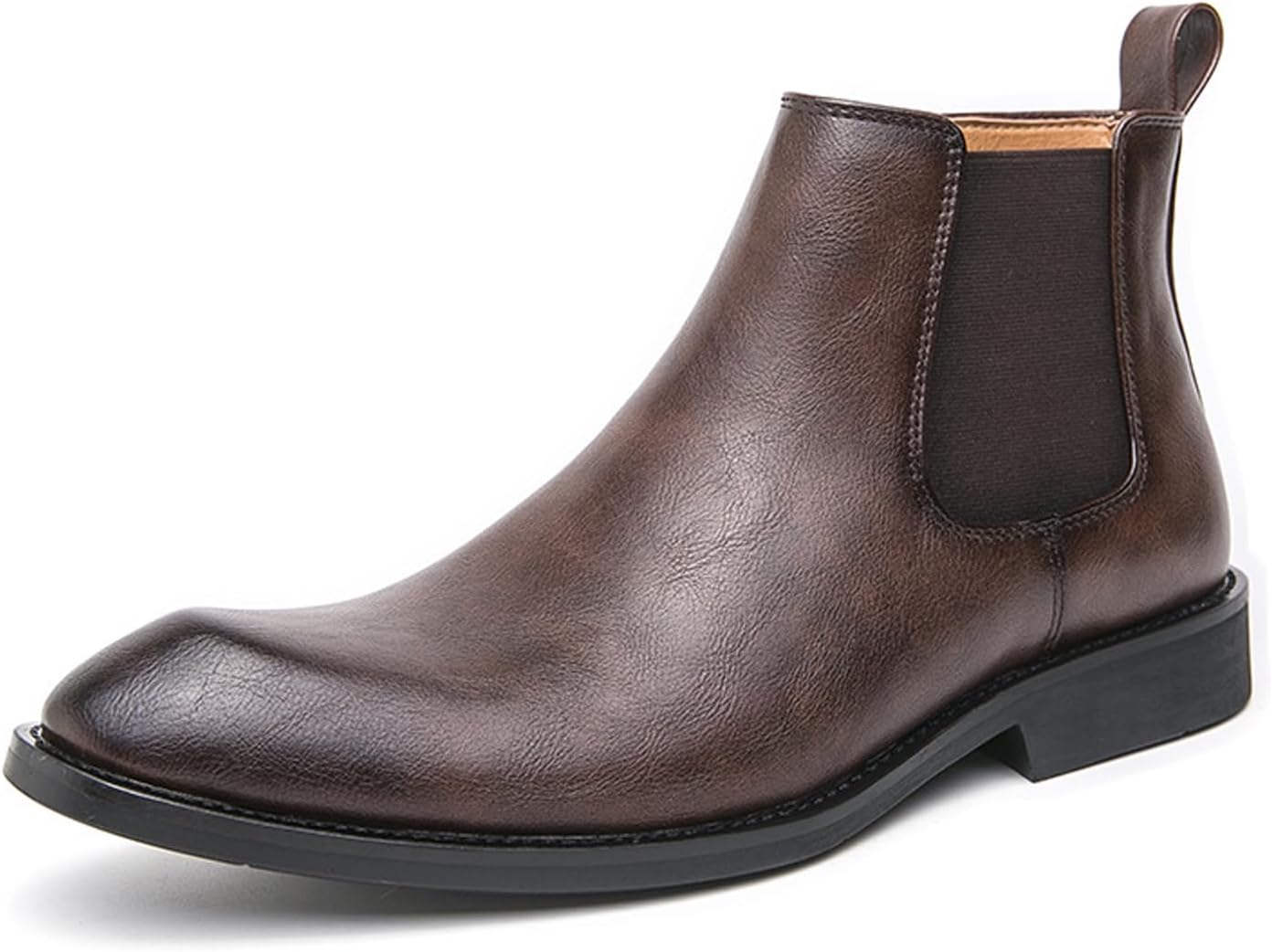 

Мужские классические кожаные ботинки Челси с заостренным носком, боковой молнией, высокие, с ретро-эластичной платформой и массивным каблуком, на резинке, на каждый день, для вечеринки и делового стиля Uzujbaa, Coffee