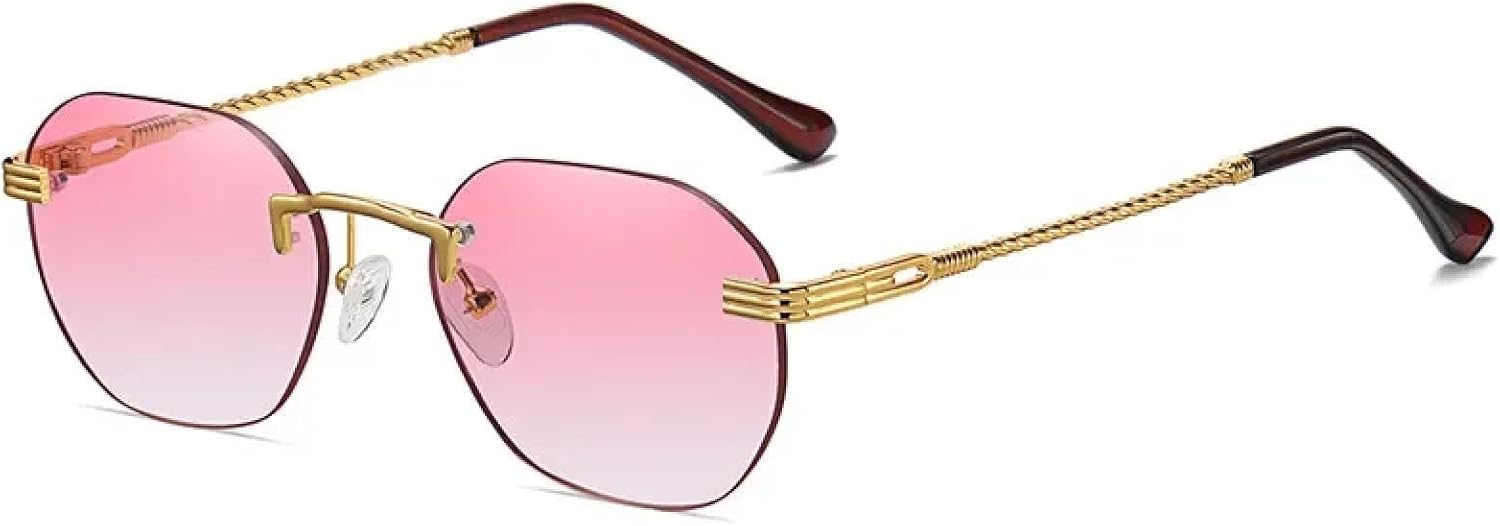 

Солнцезащитные очки с защитой от УФ-излучения UV400 | Золотистая металлическая безободковая оправа, градиентные линзы, синий цвет | Для женщин и мужчин, для занятий спортом на открытом воздухе и вождения DSVIGF, Gold Pink