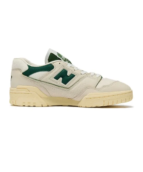 Мужские кроссовки из натуральной кожи New Balance 550 бежевые — фото 4