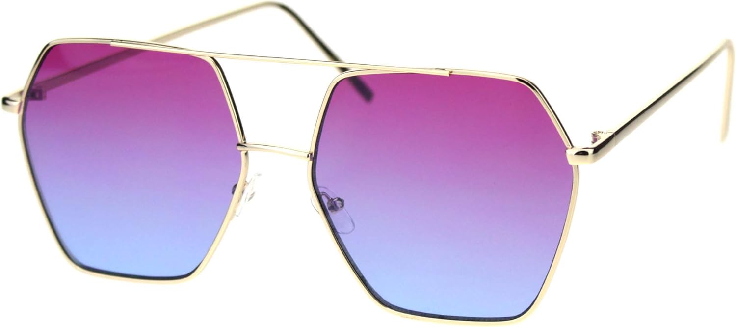 

Женские солнцезащитные очки шестиугольной формы с верхней перемычкой, металлической оправой, защитой от УФ-излучения UV400, золотистого, фиолетового и синего цвета PASTL, Gold (Purple Blue)