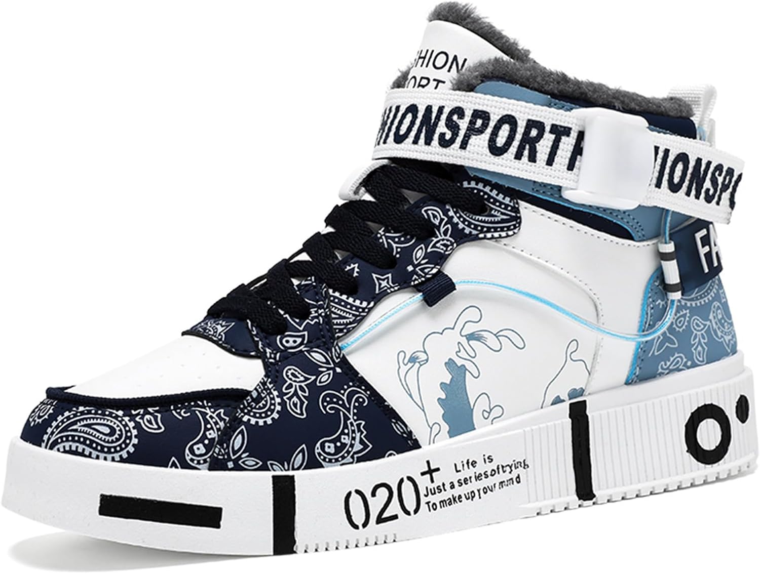 

Мужские модные кроссовки SPWAGYM, высокие скейт-обувь, стильные кроссовки, повседневные спортивные кроссовки для ходьбы, синий