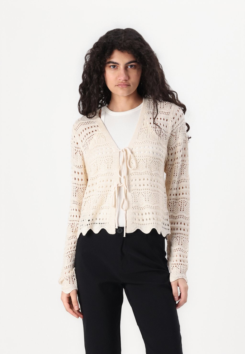 

Кардиган JDYSUN LAY V NECK TIE CARDIGAN JDY, бежевый