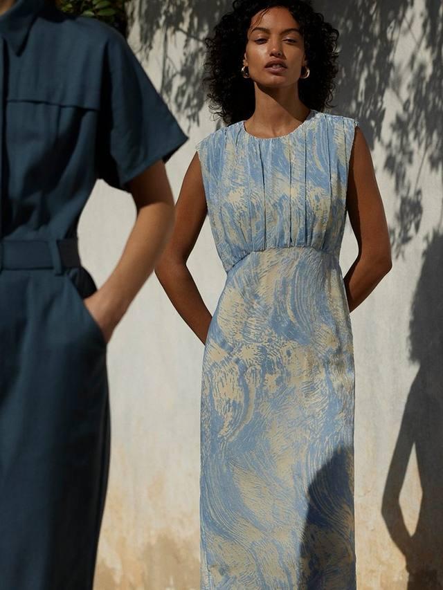 

Платье миди из велюра Devore Swirl Whistles, Blue/Multi