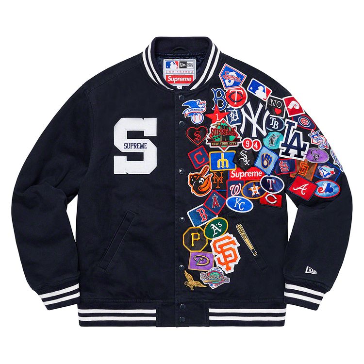 

Куртка Supreme x New Era x MLB Varsity Jacket 'Navy', синий