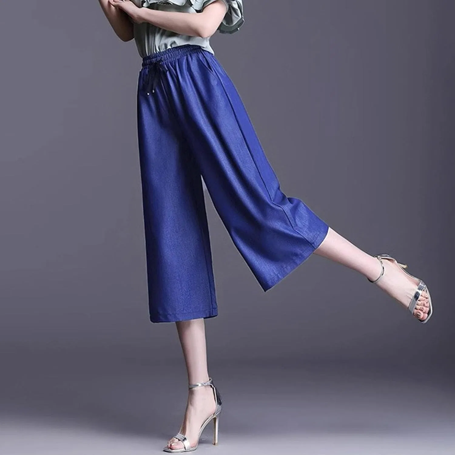 Джинсы женские свободные кроп, Dark Blue — фото 4