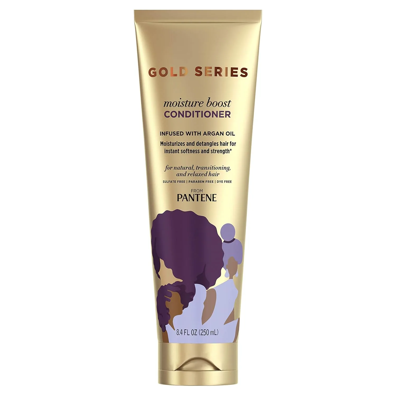 Увлажняющий кондиционер Pantene Pro-V Gold Series Moisture Boost для афроамериканских, этнических и кудрявых волос, 8, 4 жидких унции (упаковка из 12 штук), gold