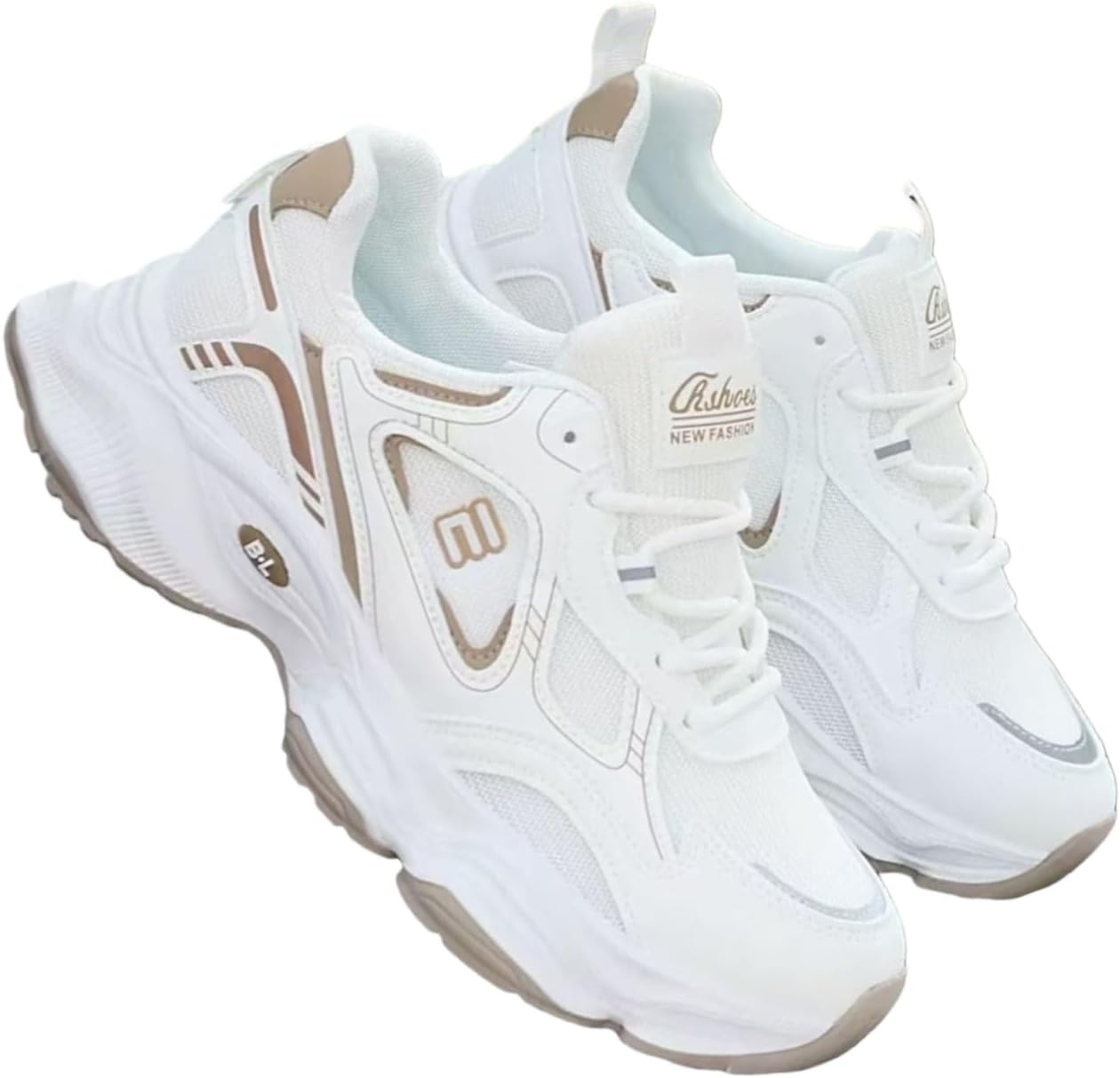 

Мужские повседневные спортивные кроссовки - легкая толстая подошва, противоскользящий и износостойкий сетчатый верх, мягкая внутренняя подкладка Clolinde, белый