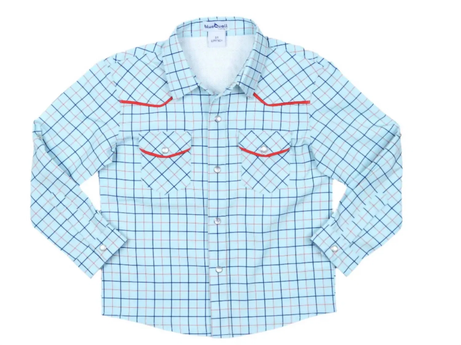 Blue Quail Clothing Co Рубашка с длинными рукавами Tattersall Pearl Snap синего цвета — фото 2