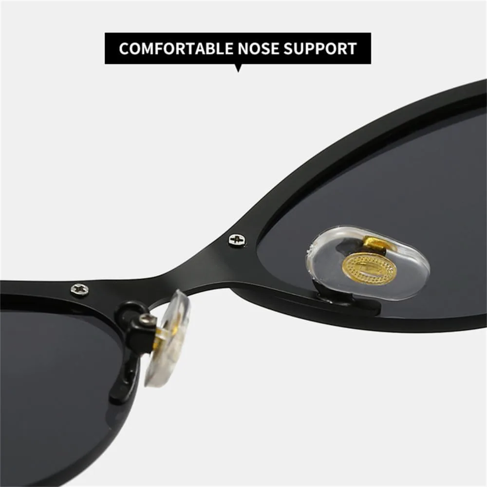 

Солнцезащитные очки без металлической оправы, с дужками-рогатками, «кошачий глаз», женские очки для уличной фотографии, очки для активного отдыха VFDHN, Gold Tea