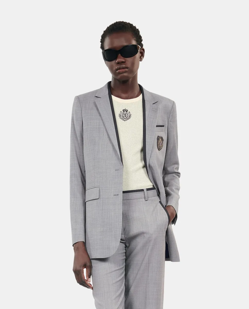 

Женский блейзер с застежкой на щит и пуговицы The Kooples, бежевый