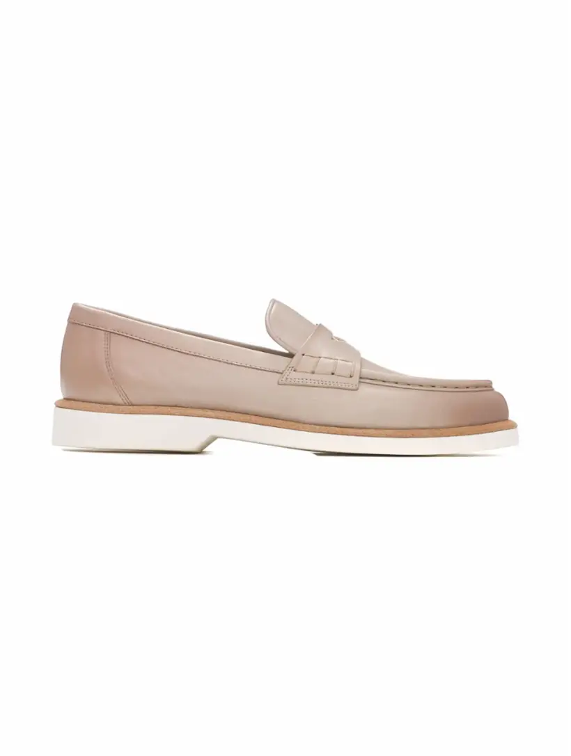 

Кожаные пенни лоферы Santoni, бежевый