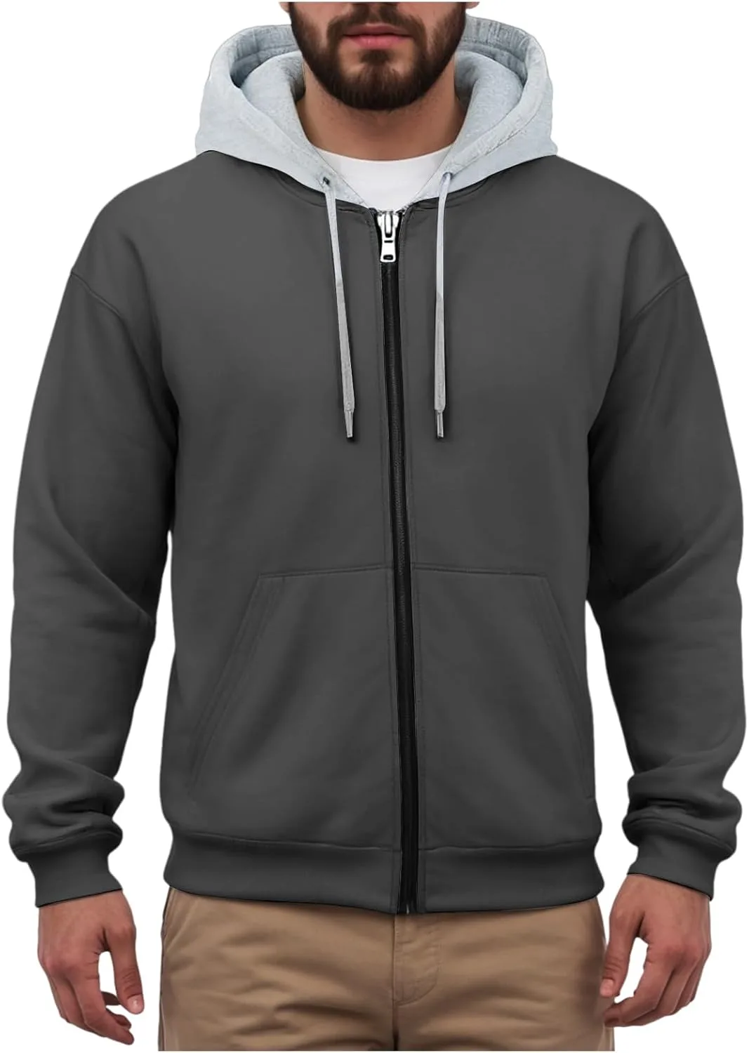 

Толстовка с капюшоном для мужчин, Casual, Full Zip Up, Oversized, Lightweight