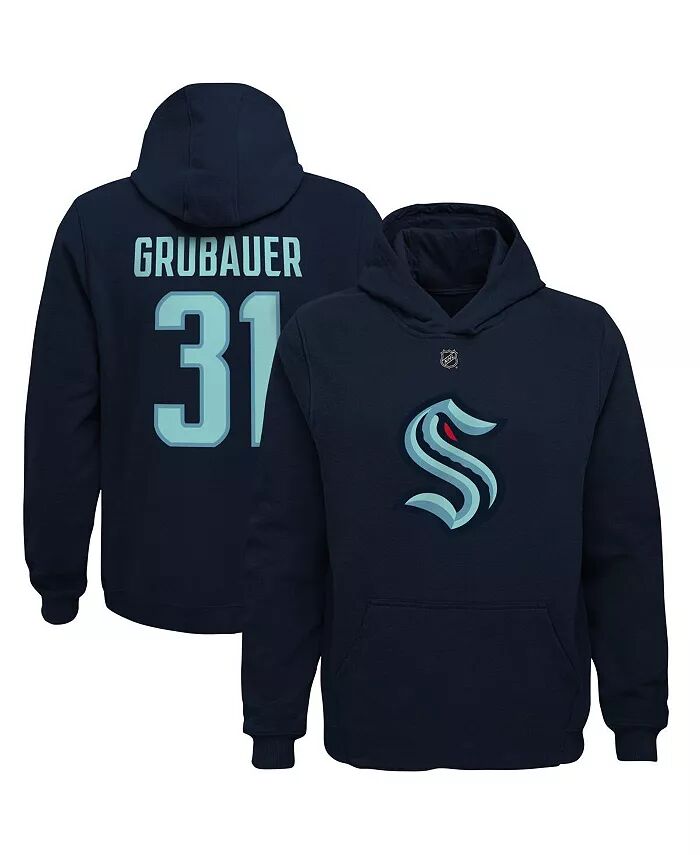 

Толстовка с капюшоном Big Boys Philipp Grubauer Navy Seattle Kraken с именем и номером игрока Outerstuff