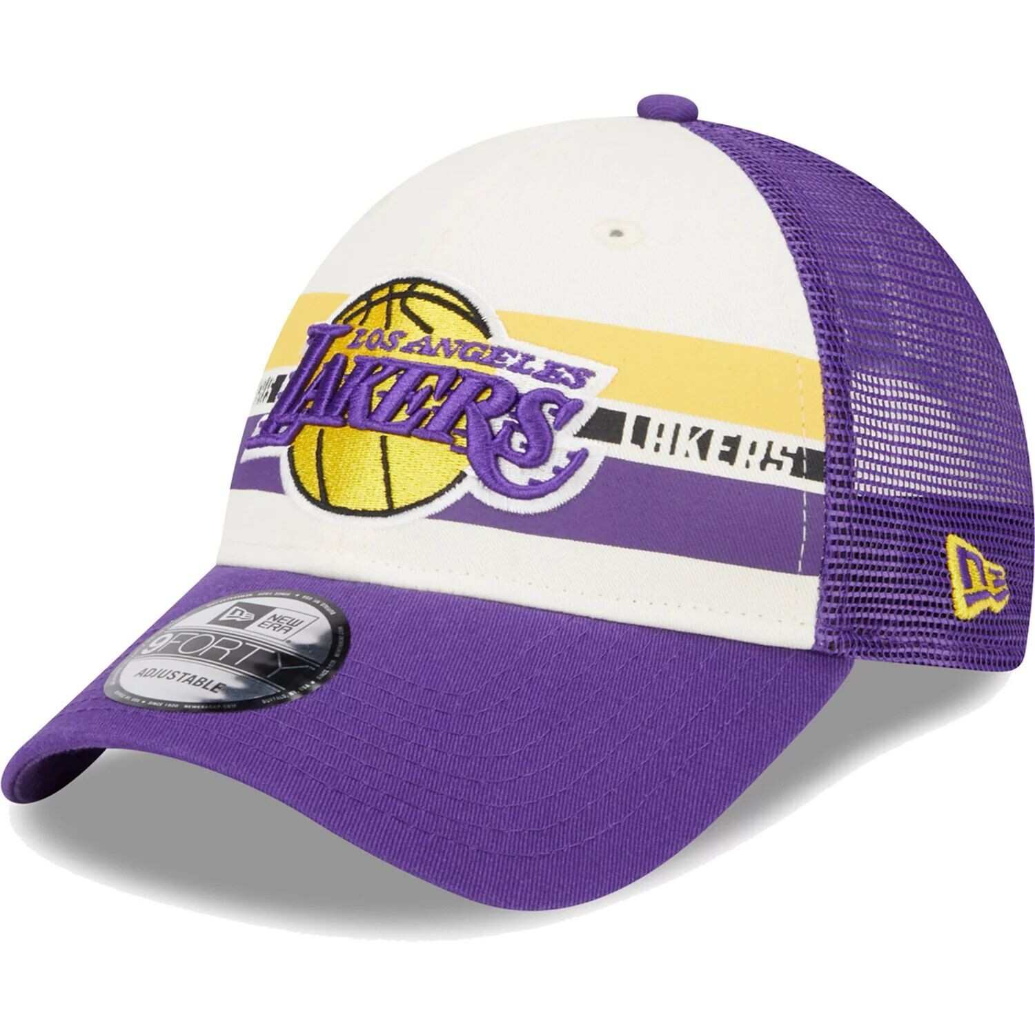 

Мужская кепка New Era Los Angeles Lakers с фиолетовыми полосками 9FORTY Trucker Snapback