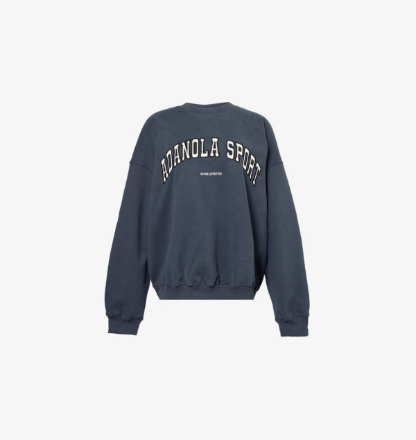 

Свитшот свободного кроя из органического хлопка с вышитым логотипом Adanola, синий