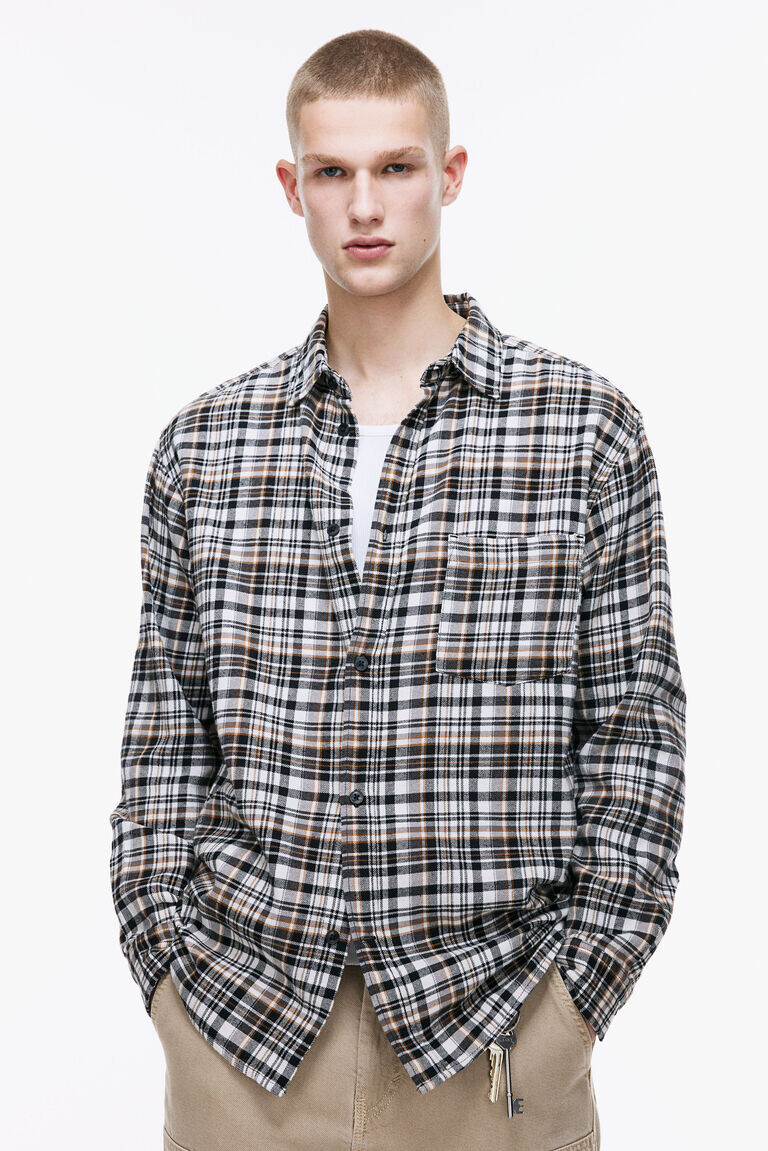 

Фланелевая рубашка свободного кроя H&M, черный