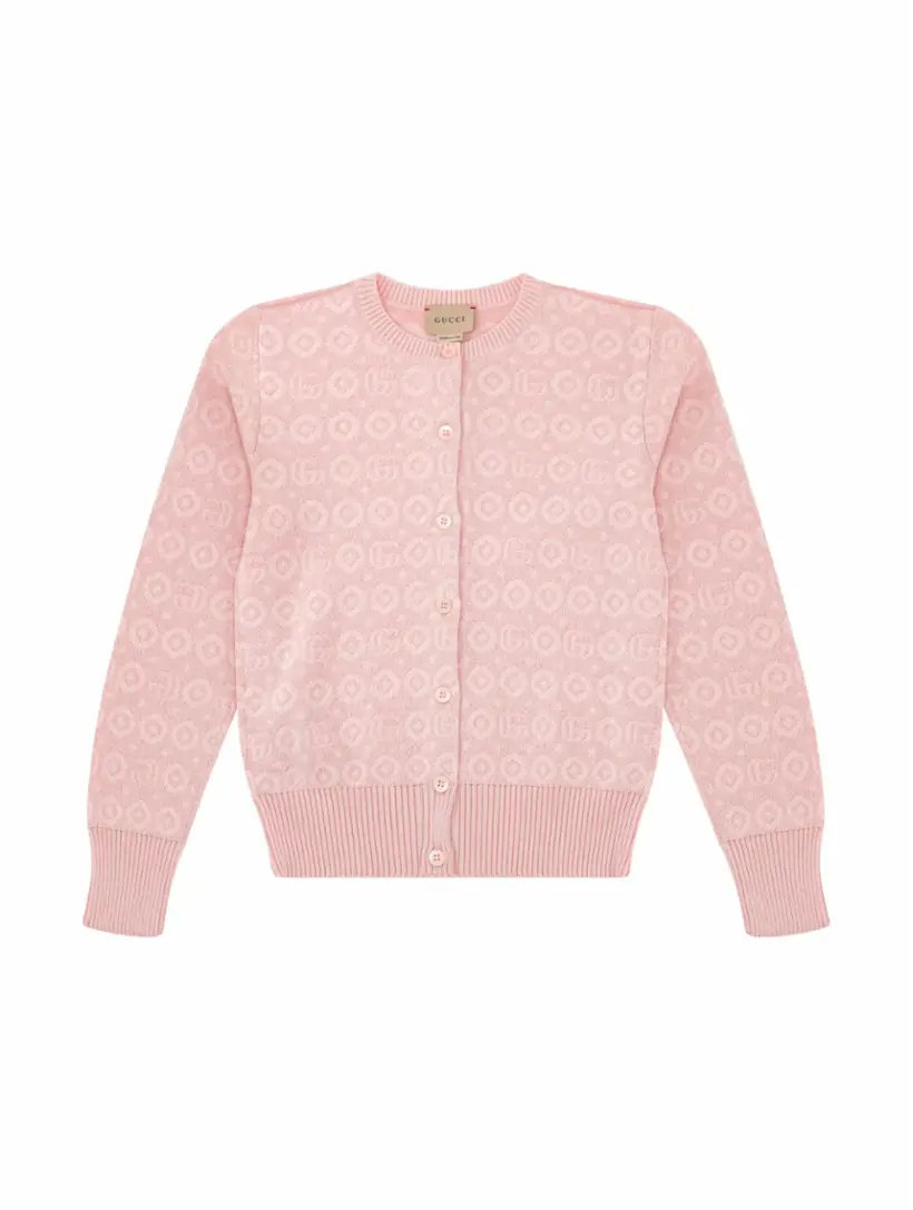 

Вязаный кардиган с монограммой Gucci, розовый