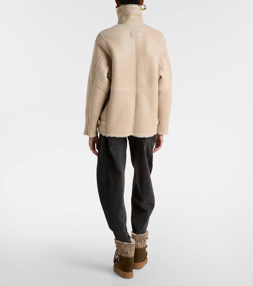 Кожаная куртка Adelina с отделкой из овчины Isabel Marant, Ecru — фото 3