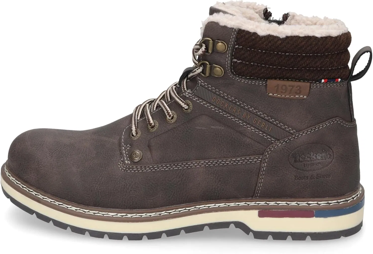 Мужские армейские ботинки Dockers by Gerli, ботильоны, теплые на подкладке, Dark Brown 47Af101 600380 — фото 2