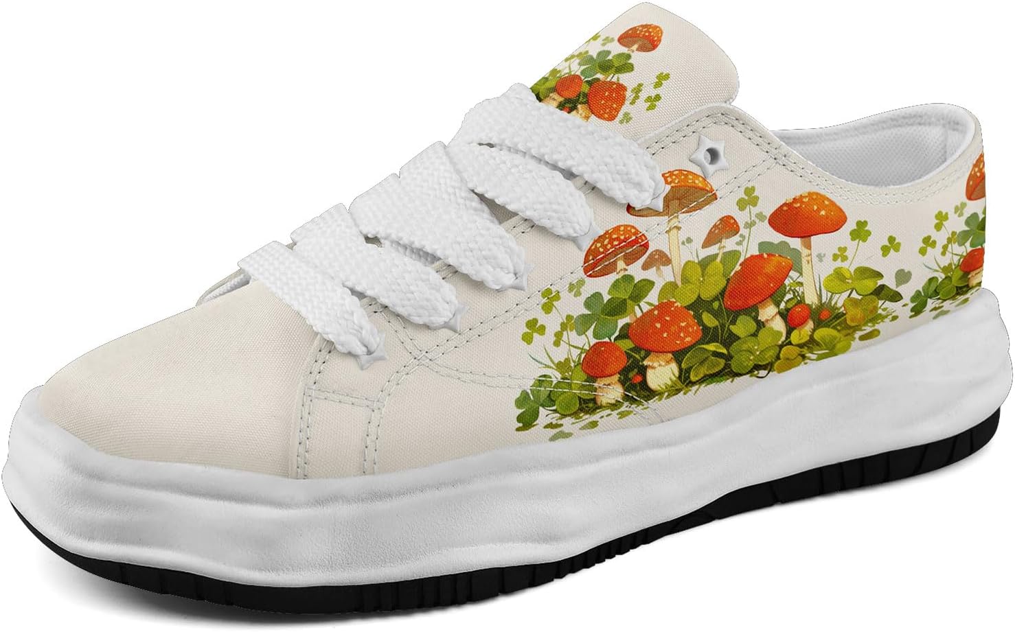 

Кеды AWSOLE с грибным цветочным принтом на холщовой основе для женщин и мужчин, низкие модные шнурованные кроссовки для прогулок, повседневная обувь на весну и лето, белый/зеленый/оранжевый