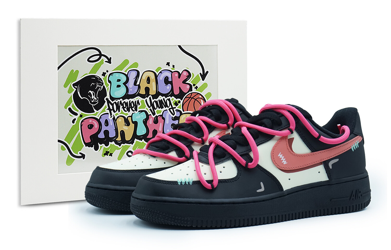 

Кроссовки Nike Air Force 1 Skateboard Shoes Women's Low-Top Black Pink