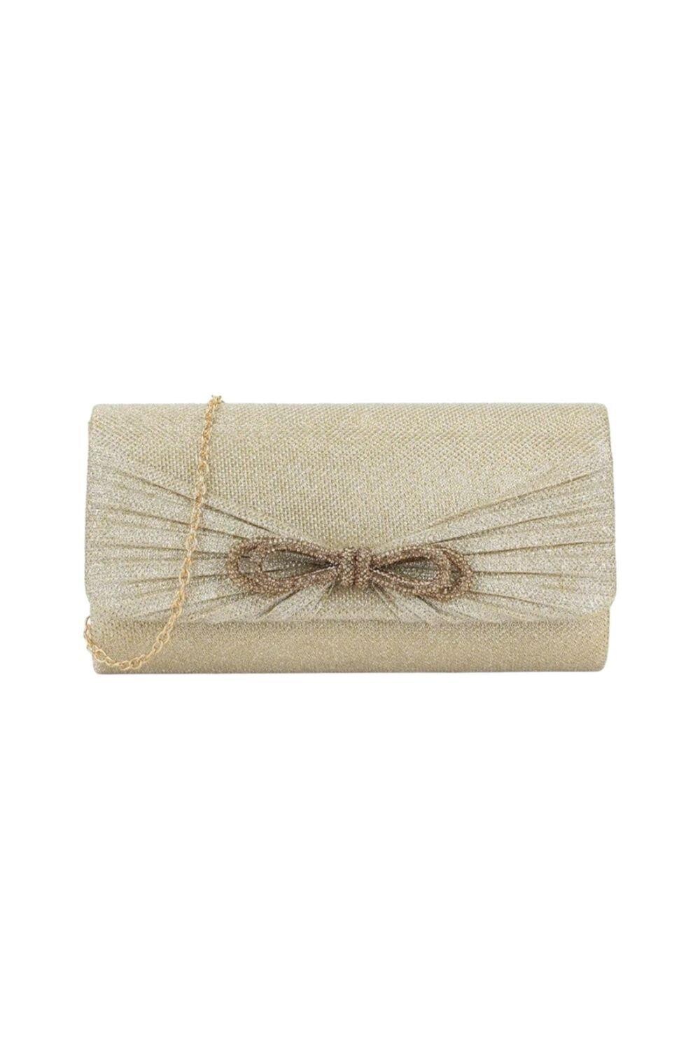 

Блестящий клатч с бантом из страз LL Accessories, металлик