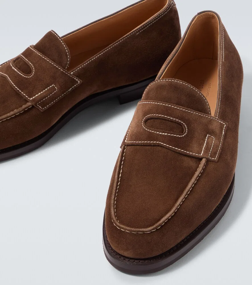 Замшевые лоферы Lopez John Lobb, коричневый — фото 3