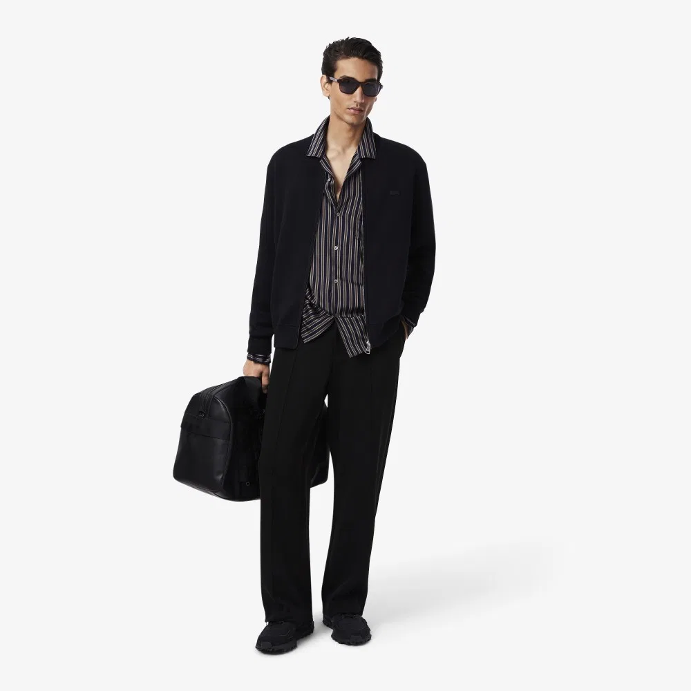 Мужской вязаный бомбер-кардиган Paris Pack на молнии чёрный от Lacoste — фото 4