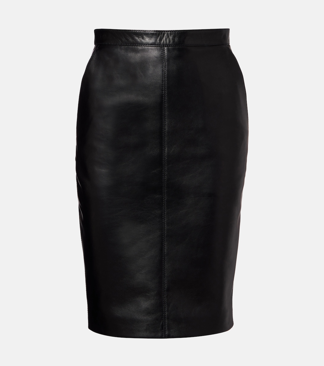 

Кожаная мини-юбка с высокой талией Saint Laurent, черный