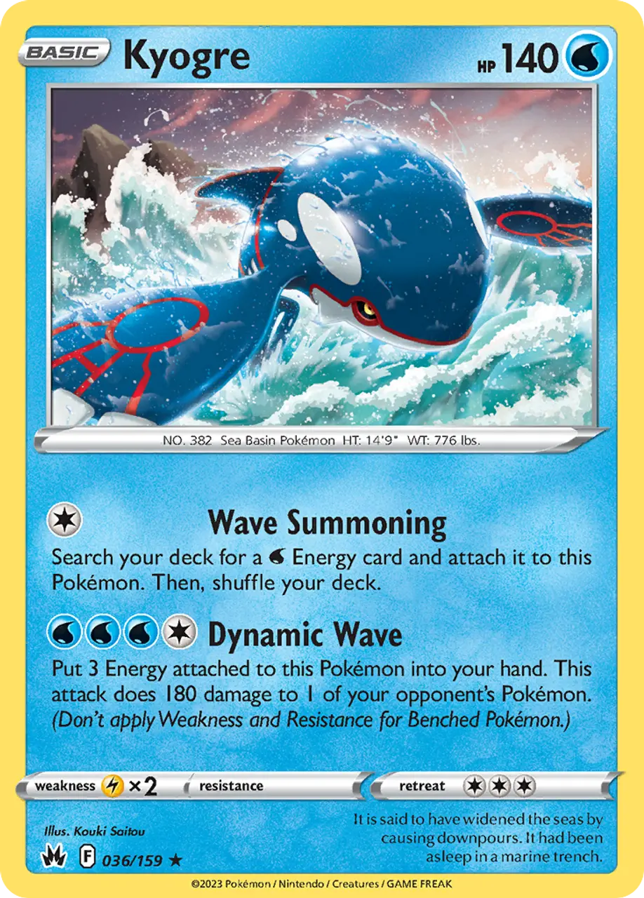 

Карточная игра Kyogre 36/159 - Crown Zenith Reverse Holofoil