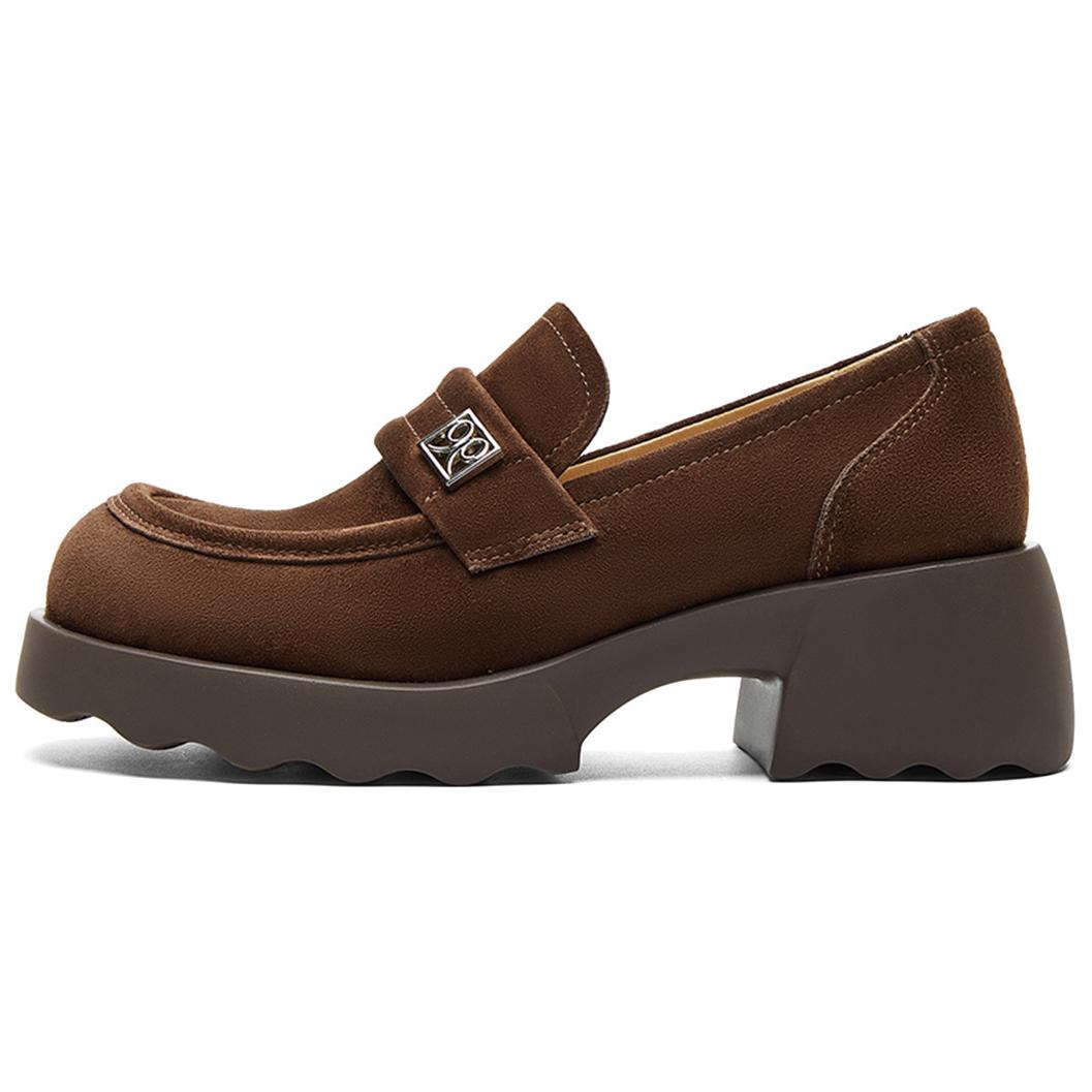 NINE WEST Коричневые женские лоферы на каблуке 5,7 см, цвет Brown