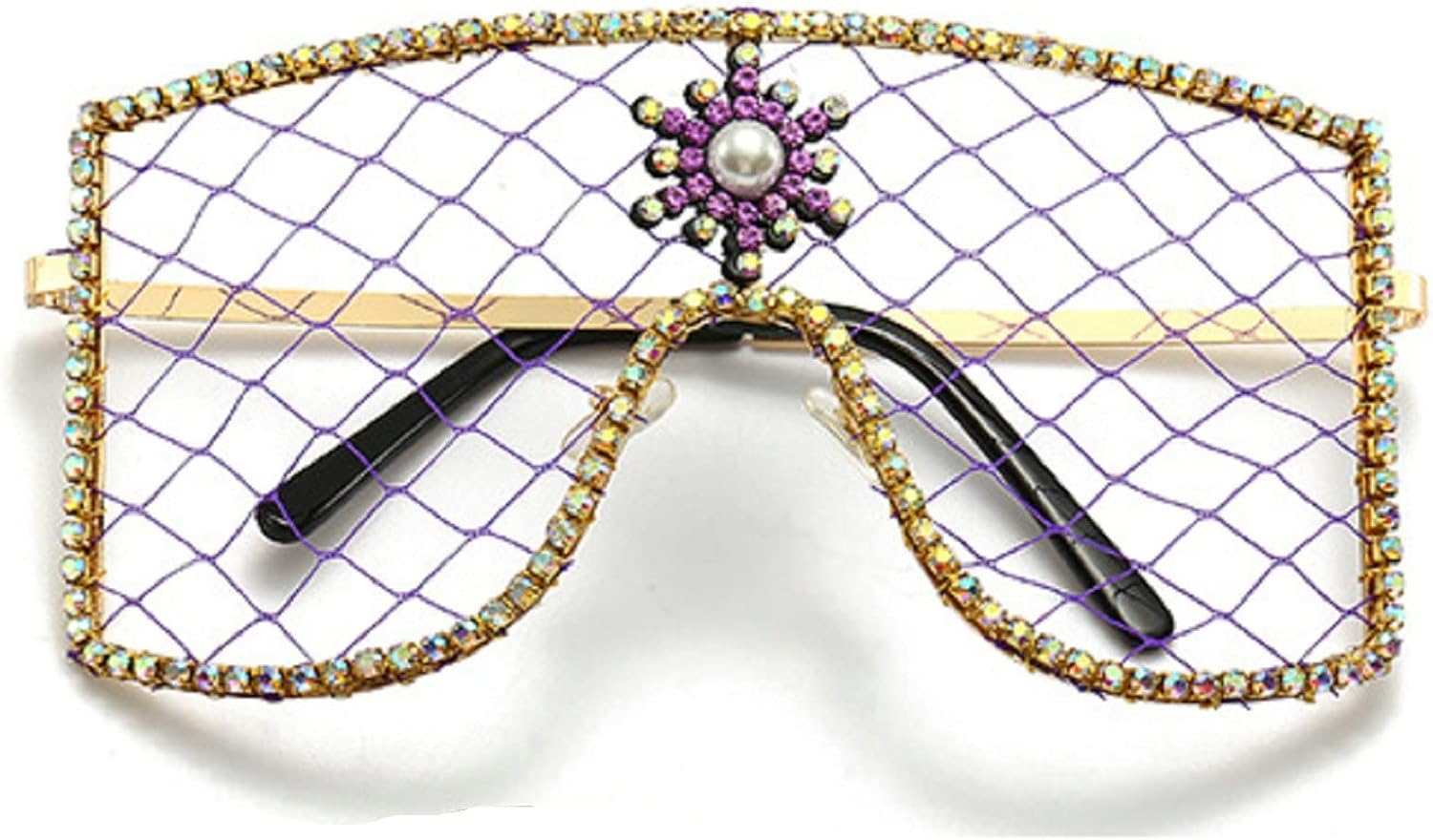 

Крупные разноцветные солнцезащитные очки в стиле Y2K со стразами для женщин и мужчин, модные, в форме щита, обтекаемые, с кристаллами и бриллиантами, прозрачные mincl, Purple