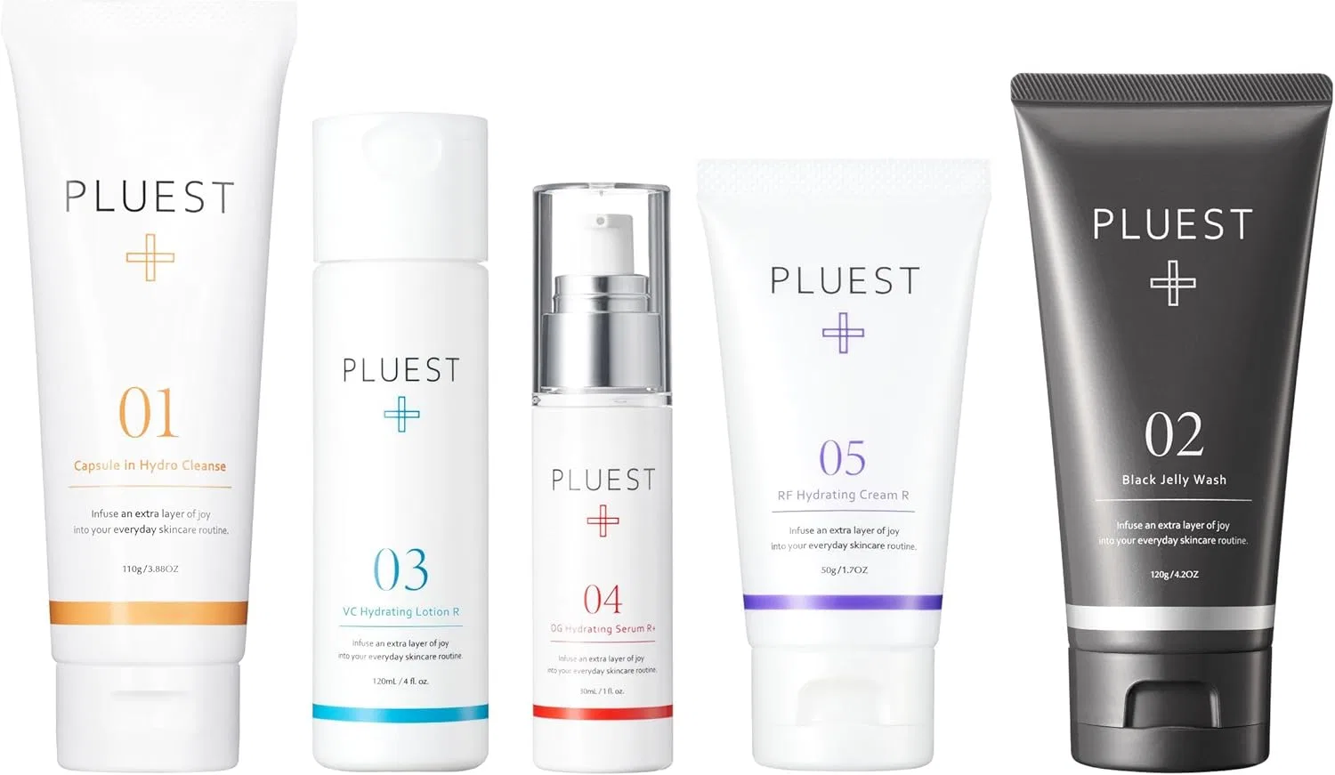 Набор для ухода за кожей PLUEST 5 предметов, очищающий гель, джелевая умывалка, лосьон, сыворотка, крем
