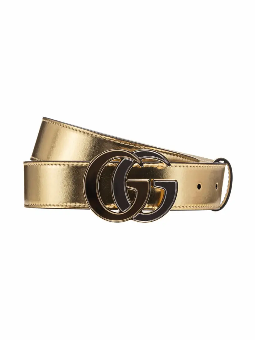 

Кожаный ремень GG Marmont Gucci, золотистый