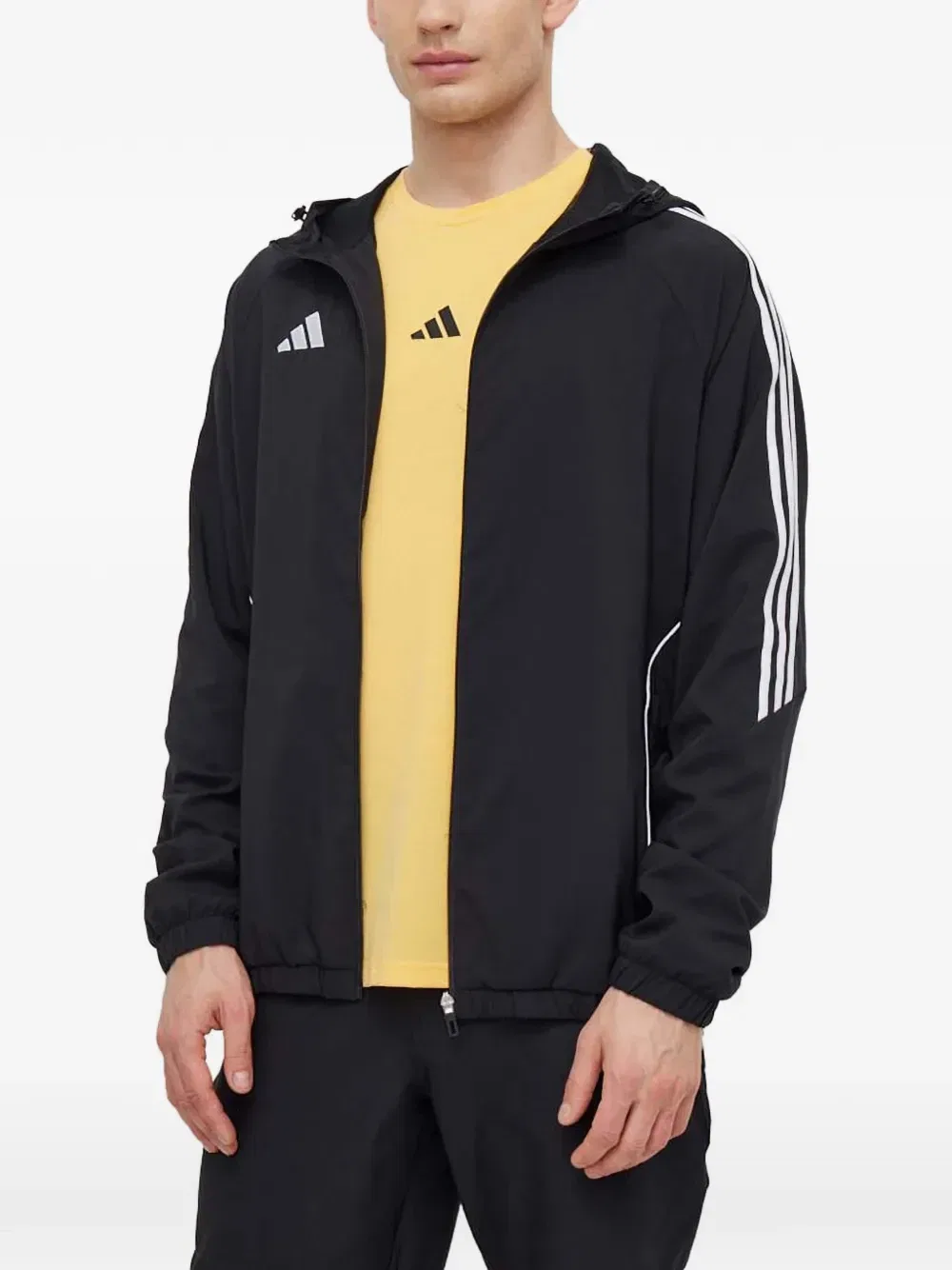 Куртка с капюшоном и принтом логотипа Adidas, черный