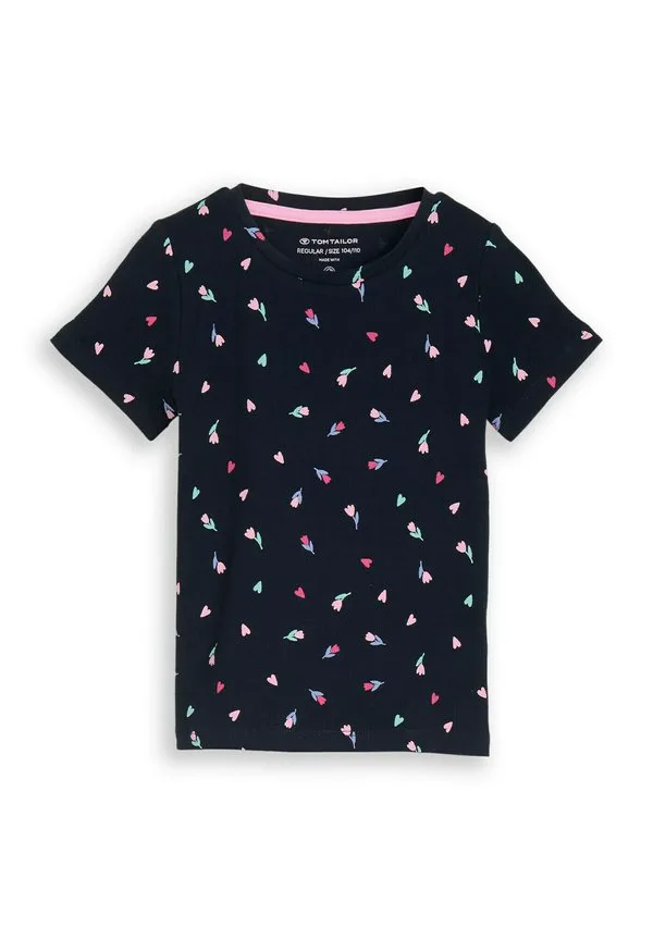 Футболка с принтом mit blumenmuster Tom Tailor, Dark Blue Tulip Print Small