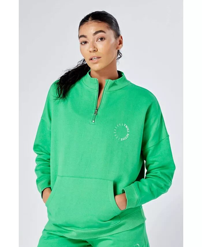 

Женская толстовка Essentials Oversize с воротником-воронкой и застежкой-молнией Twill Active, зеленый